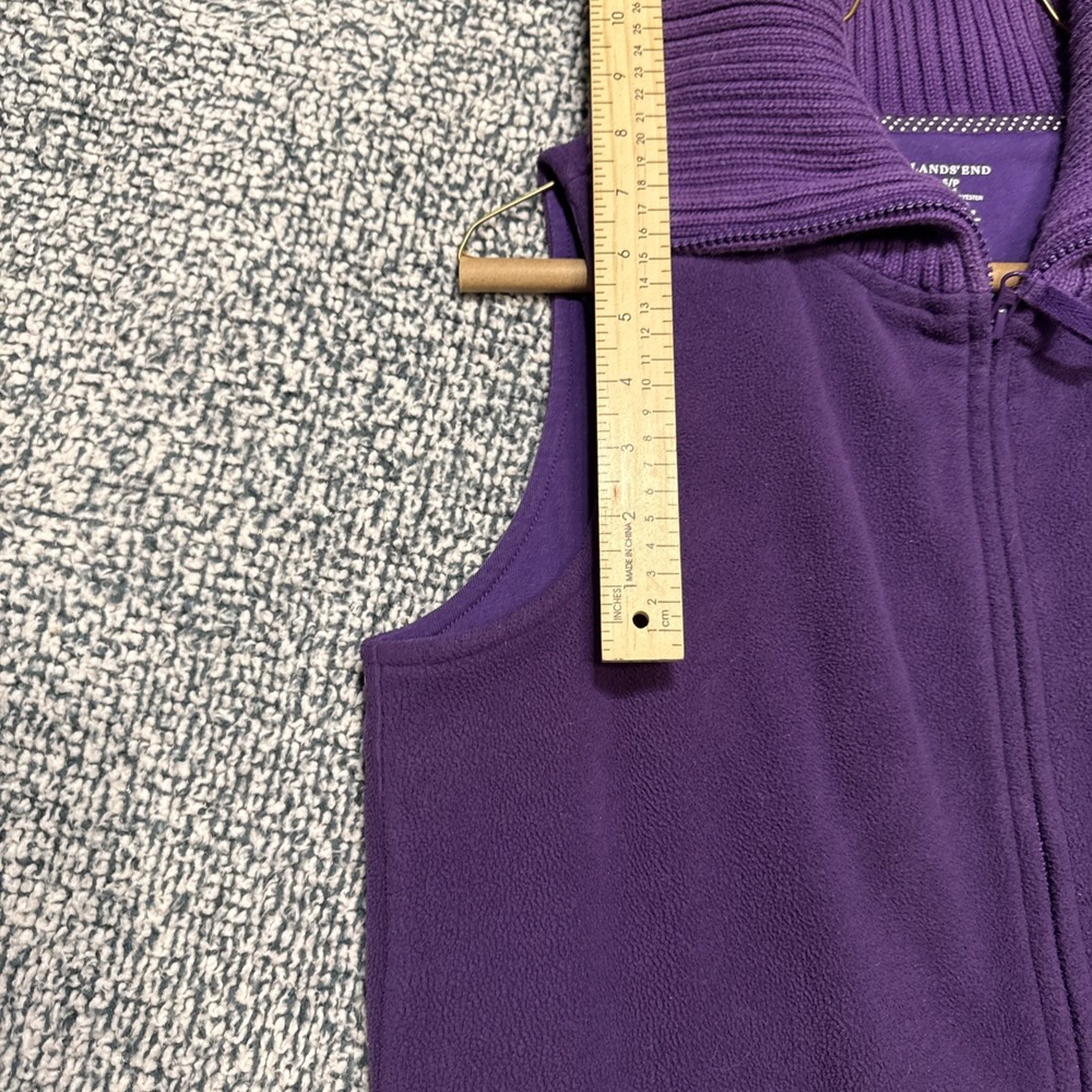 Lands End Women Small 6-8 Purple Fleece Vest Sweater Knit Collar Full Zip Layer - Picture 8 of 9